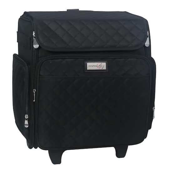 Everything Mary Black Quilted Rolling Scrapbook Storage Tote